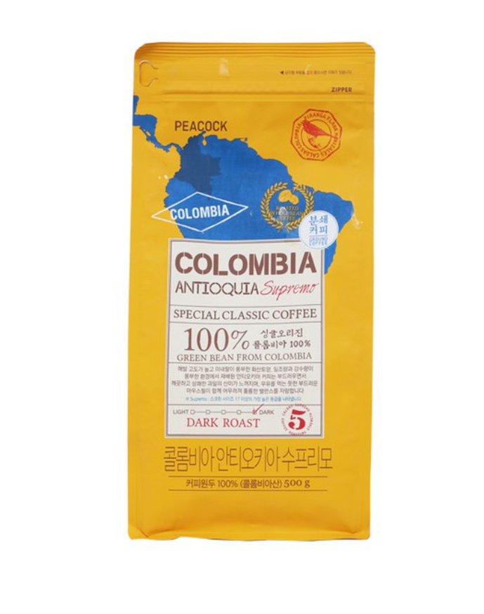 피코크 콜롬비아 안티오키아 수프리모 500g (분쇄)